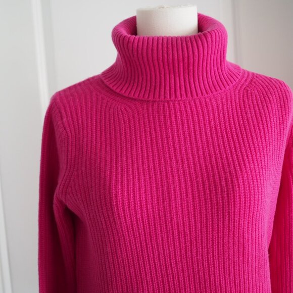 Banana Republic 100% Cashmere Women Pink Turtleneck Preppy Ribbed Sweater Sz XS - Picture 8 of 11